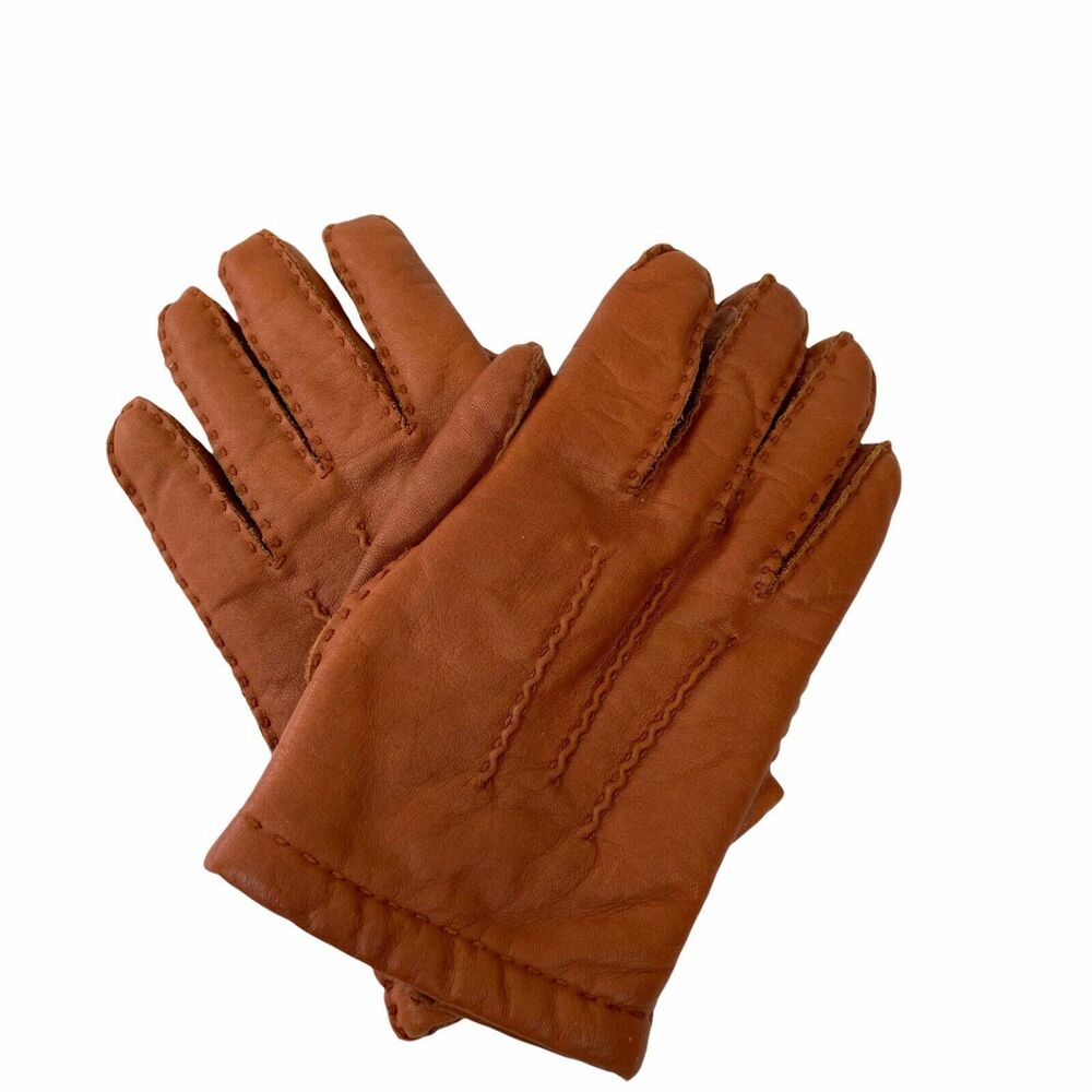 Leather Gloves Vintage Aris Women's Brown Soft Driving size Small - Picture 5 of 9